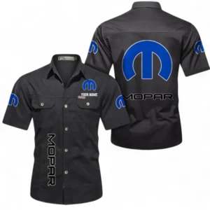 Mopar Fans Geschenk Hemd mit kurzen Ärmeln, Kurzarmhemd Allover-Print personalisiert mit Namen CAR392072125836-Schwarz