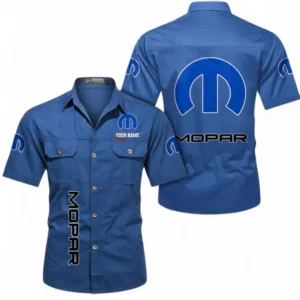 Mopar Fans Geschenk Hemd mit kurzen Ärmeln, Kurzarmhemd Allover-Print personalisiert mit Namen CAR392072125836-Cowboyblau