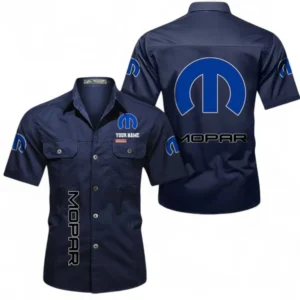 Mopar Fans Geschenk Hemd mit kurzen Ärmeln, Kurzarmhemd Allover-Print personalisiert mit Namen CAR392072125836-Dunkelblau
