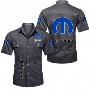 Mopar Fans Geschenk Hemd mit kurzen Ärmeln, Kurzarmhemd Allover-Print personalisiert mit Namen CAR392072125836-Grau