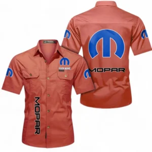 Mopar Fans Geschenk Hemd mit kurzen Ärmeln, Kurzarmhemd Allover-Print personalisiert mit Namen CAR392072125836-Rot