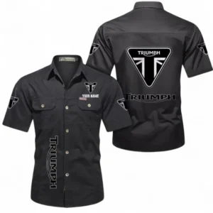 Triumph Fans Geschenk Hemd mit kurzen Ärmeln, Kurzarmhemd Allover-Print personalisiert mit Namen CAR392072125837-Schwarz