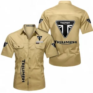 Triumph Fans Geschenk Hemd mit kurzen Ärmeln, Kurzarmhemd Allover-Print personalisiert mit Namen CAR392072125837-Khaki