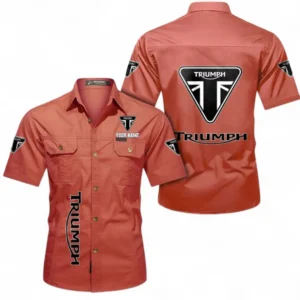 Triumph Fans Geschenk Hemd mit kurzen Ärmeln, Kurzarmhemd Allover-Print personalisiert mit Namen CAR392072125837-Rot