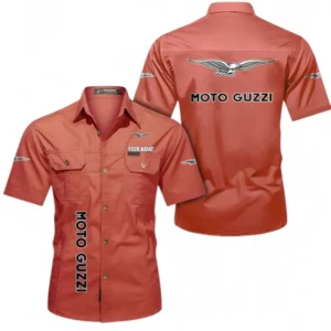 Motor Guzzi Fans Geschenk Hemd mit kurzen Ärmeln, Kurzarmhemd Allover-Print personalisiert mit Namen CAR392072125842-Rot