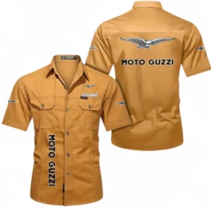 Motor Guzzi Fans Geschenk Hemd mit kurzen Ärmeln, Kurzarmhemd Allover-Print personalisiert mit Namen CAR392072125842-Gelb-Orange