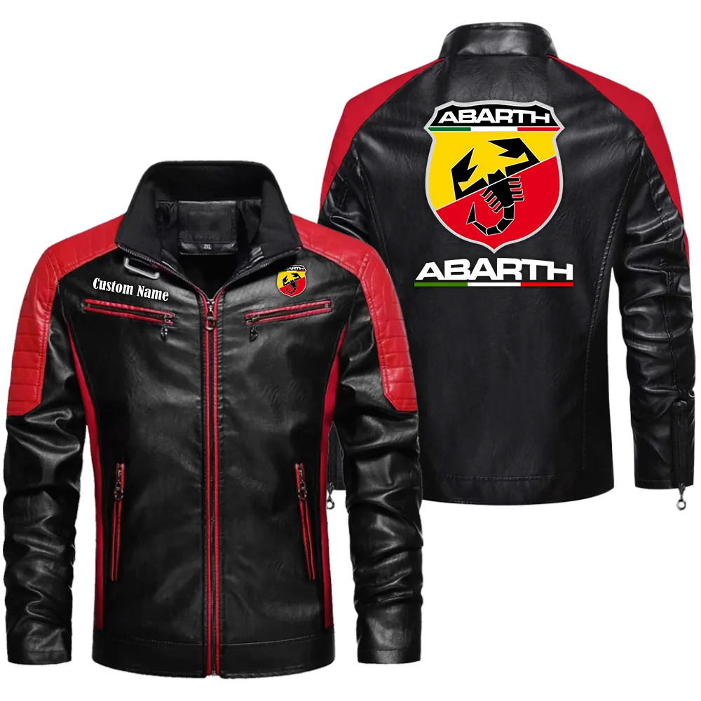 abarth custom herren lederjacke fr autoliebhaber perfektes geschenk mit namen car0401022025 rot engfk