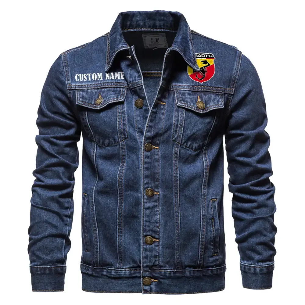 Abarth Jeansjacke für Auto-Fans – Vintage-Stil mit Wunschname personalisierbar CAR1901132026 - Dunkelblau