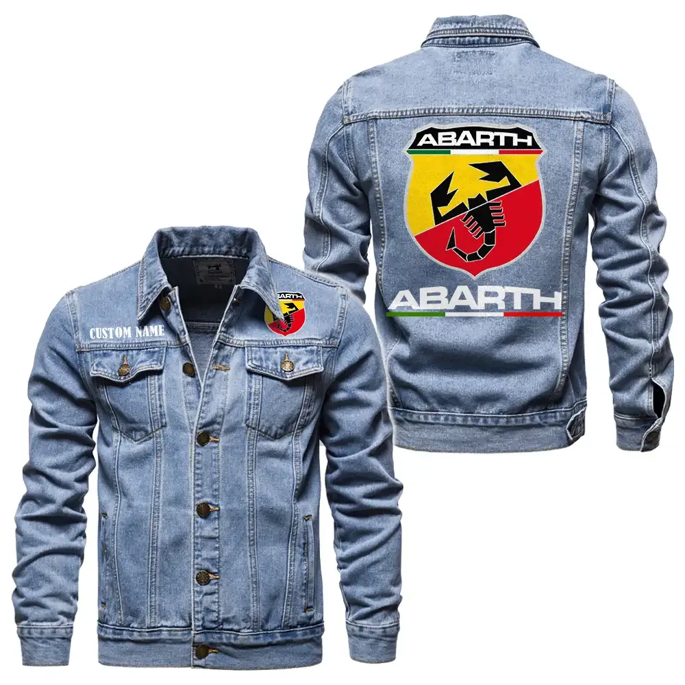 abarth jeansjacke fr auto fans vintage stil mit wunschname personalisierbar car1901132026 hellblau n60mp
