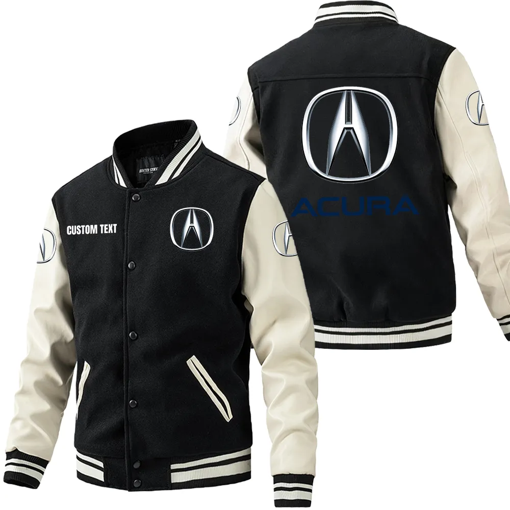 acura leder baseballjacke fr auto fans rmel mit all over print personalisierbar mit wunschname car1801112026 schwarz wei b74l3