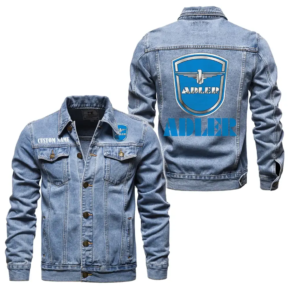 Adler Jeansjacke für Auto-Fans – Vintage-Stil mit Wunschname personalisierbar CAR1901132028 - Hellblau