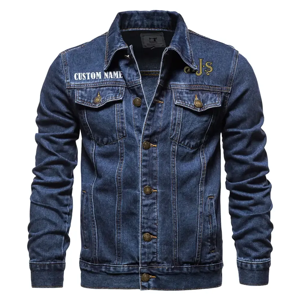 AJS-MOTORCYCLES Jeansjacke für Auto-Fans – Vintage-Stil mit Wunschname personalisierbar CAR1901132030 - Dunkelblau