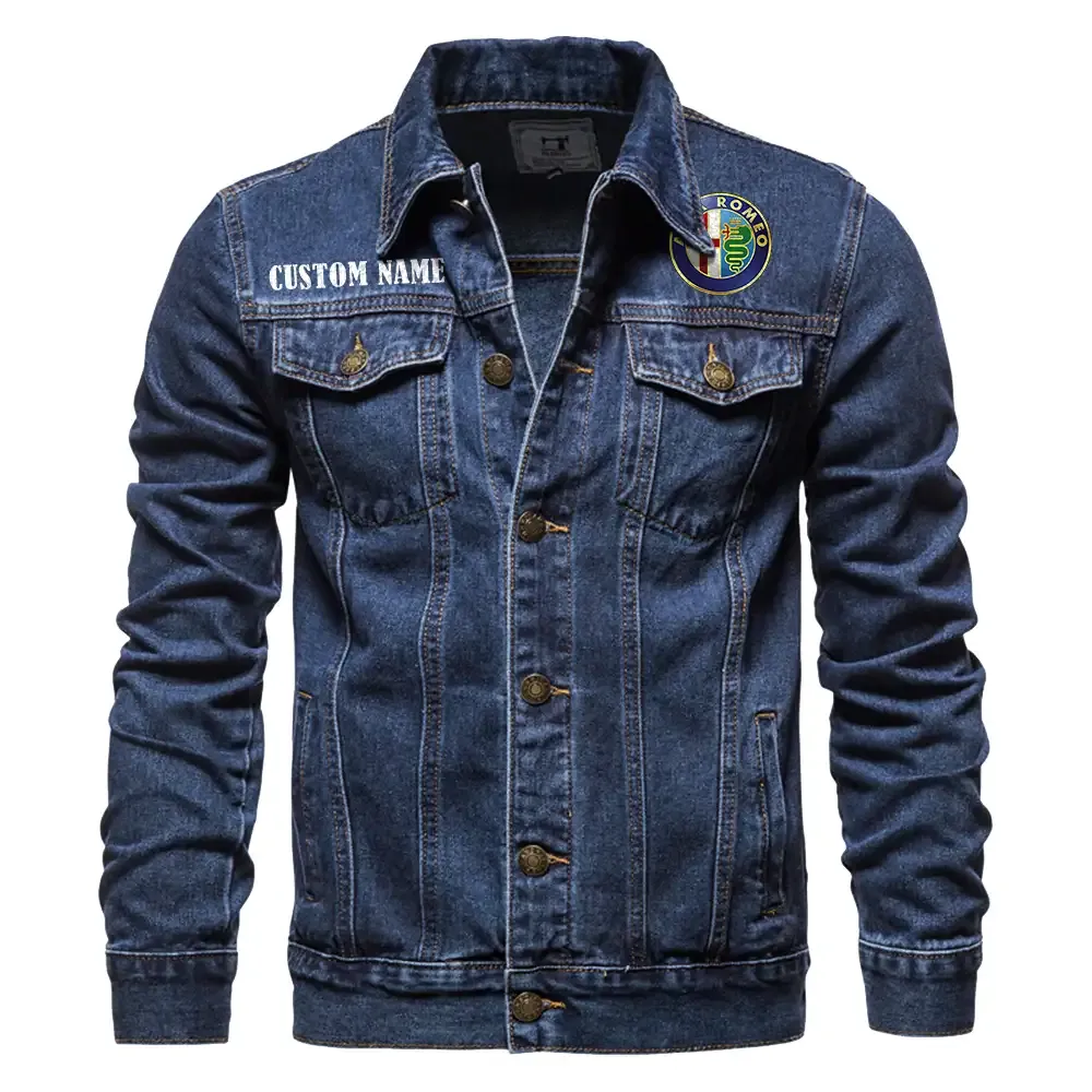 Alfa Romeo Jeansjacke für Auto-Fans – Vintage-Stil mit Wunschname personalisierbar CAR1901132031 - Dunkelblau
