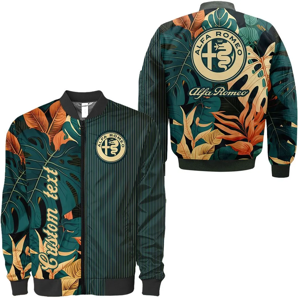 Alfa Romeo Personalisierte Bomberjacke für Auto-Liebhaber – Vintage 3D Print & Namensdruck CAR434041725224