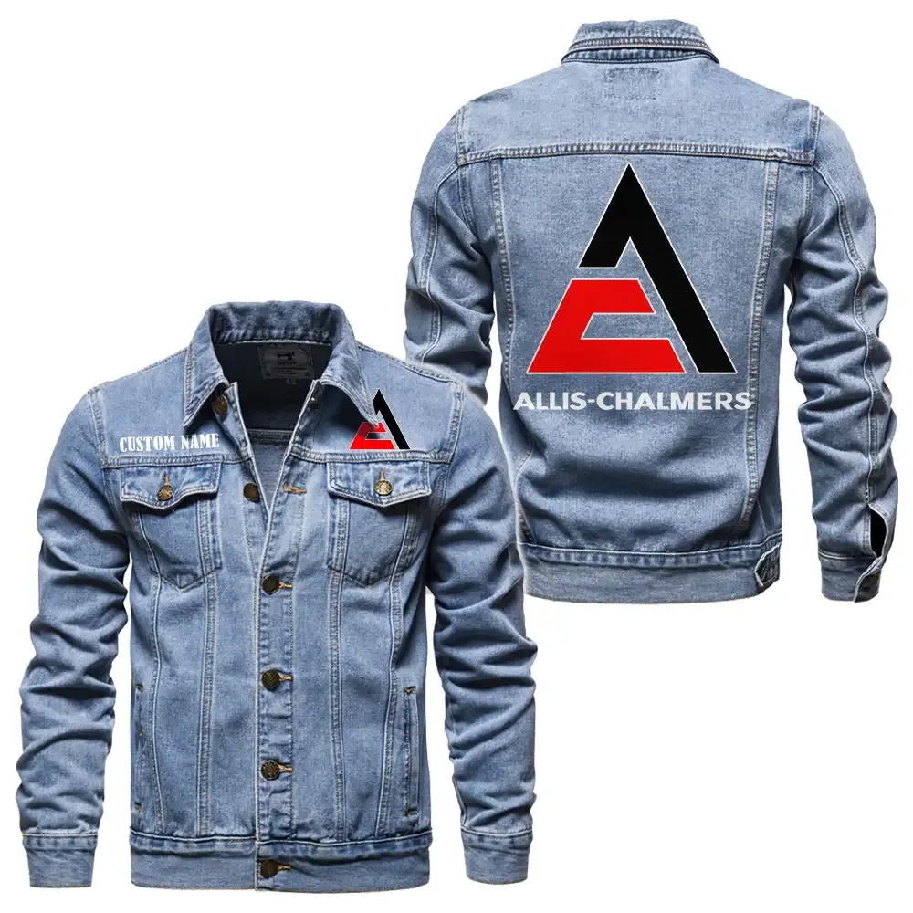 Allis Chalmers Jeansjacke für Auto-Fans – Vintage-Stil mit Wunschname personalisierbar CAR1901132032 - Hellblau