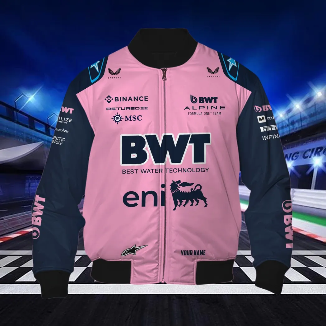 Alpine F1 Personalisierte Bomberjacke für Auto-Liebhaber – Vintage 3D Print & Namensdruck CAR418050925669