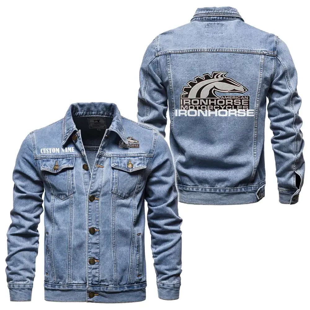 American IronHorse Jeansjacke für Auto-Fans – Vintage-Stil mit Wunschname personalisierbar CAR1901132033 - Hellblau