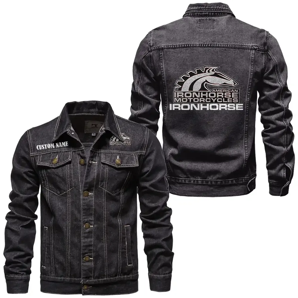 American IronHorse Jeansjacke für Auto-Fans – Vintage-Stil mit Wunschname personalisierbar CAR1901132033 - Schwarz