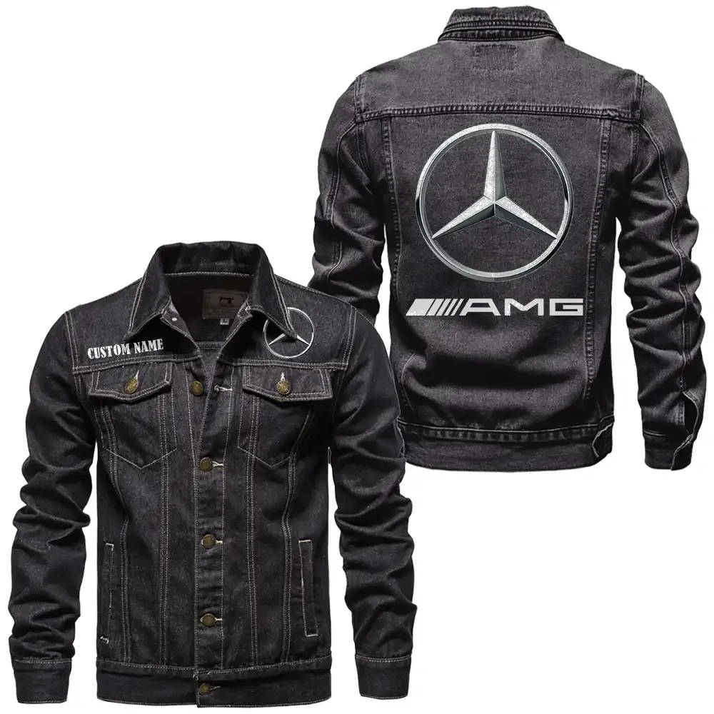 AMG Jeansjacke für Auto-Fans – Vintage-Stil mit Wunschname personalisierbar CAR1901132034 - Schwarz