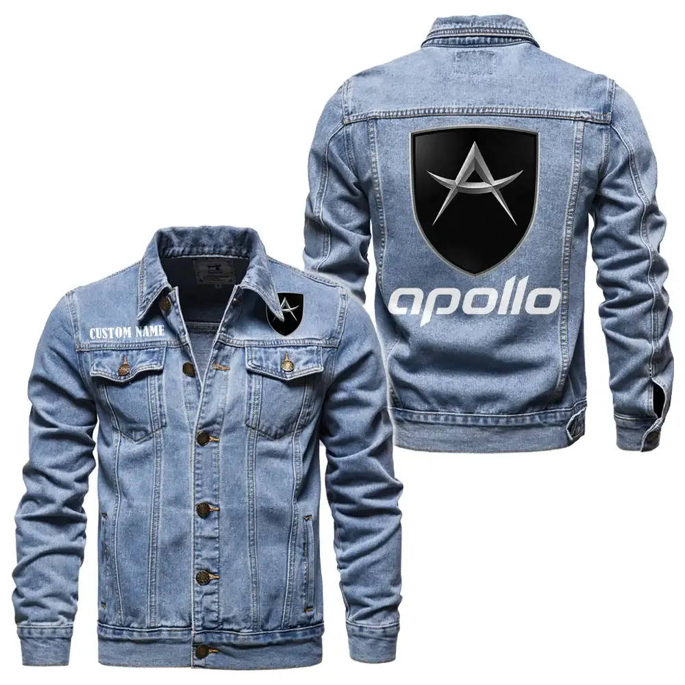 Apollo Jeansjacke für Auto-Fans – Vintage-Stil mit Wunschname personalisierbar CAR1901132035 - Hellblau