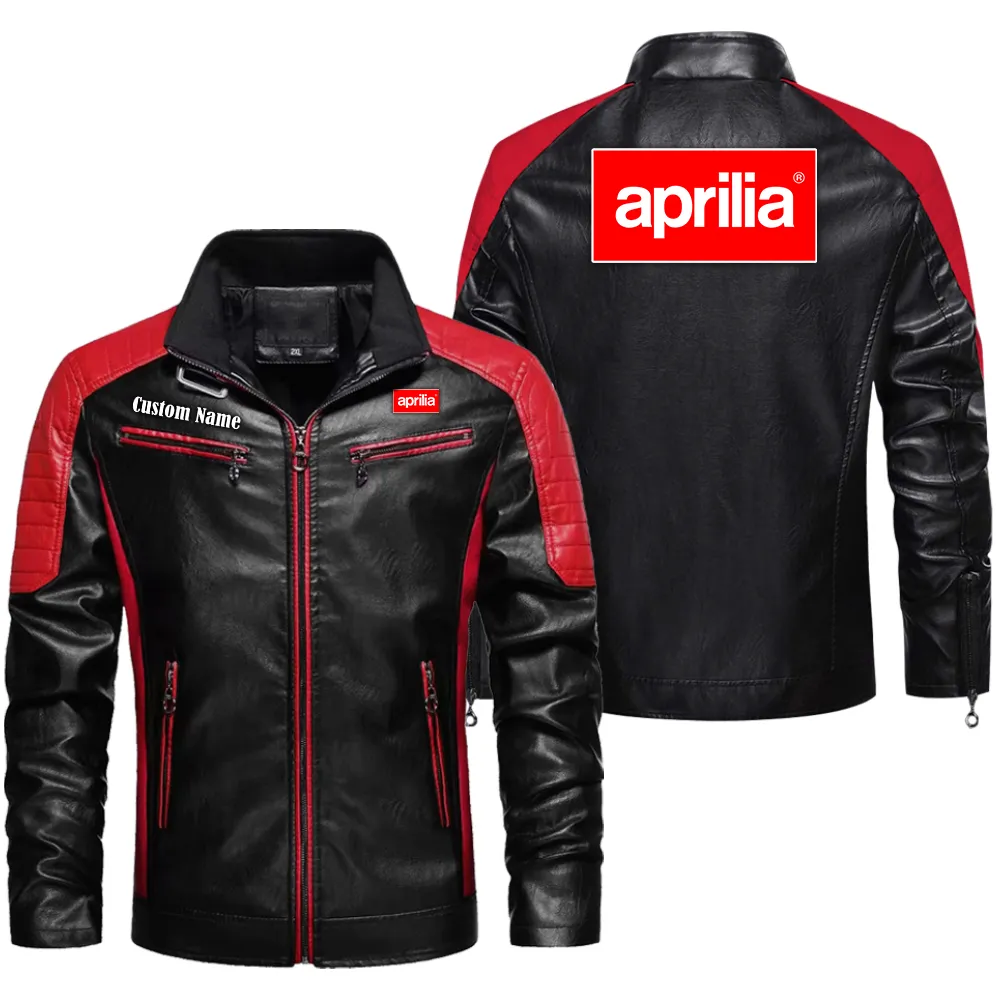 Aprilia Custom Herren Lederjacke für Autoliebhaber, Perfektes Geschenk mit Namen  CAR0401022036 - Rot