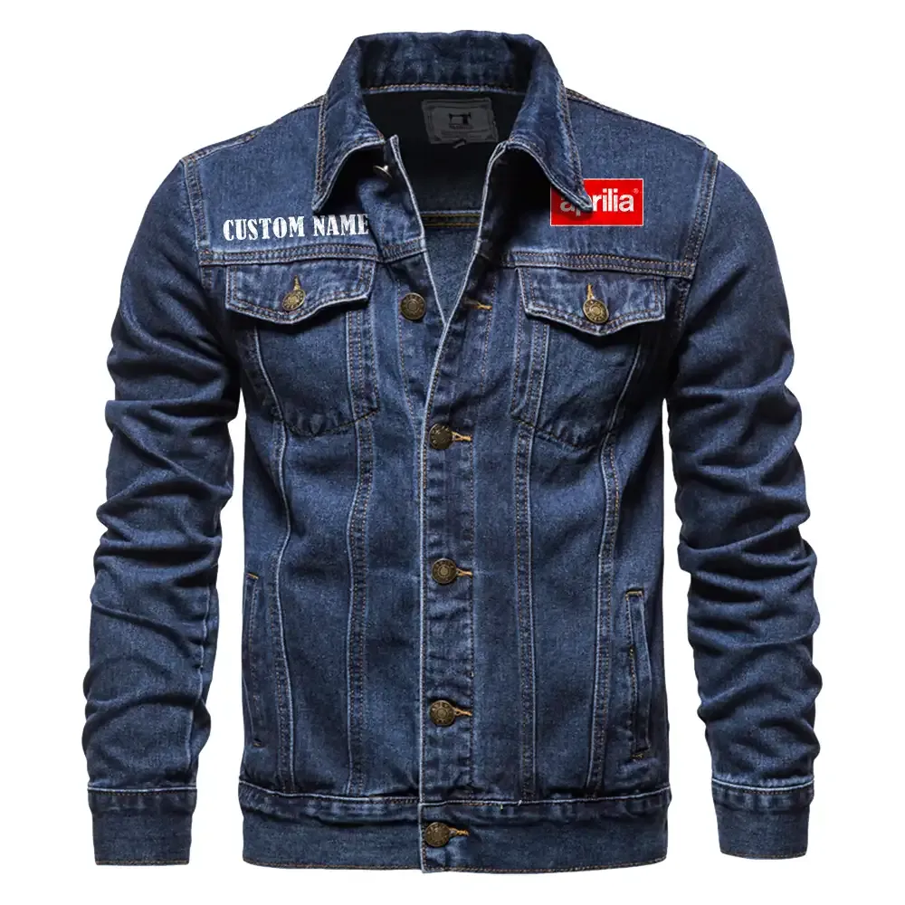 Aprilia Jeansjacke für Auto-Fans – Vintage-Stil mit Wunschname personalisierbar CAR1901132036 - Dunkelblau