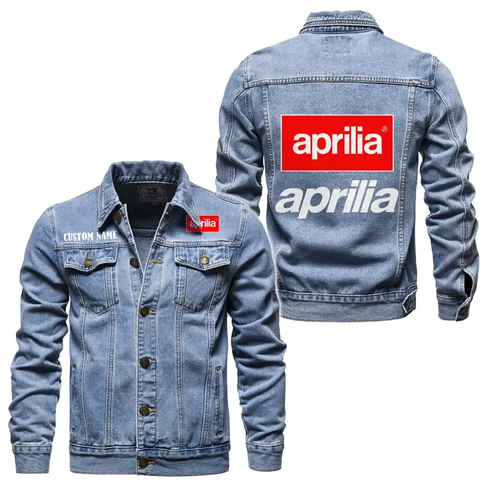 Aprilia Jeansjacke für Auto-Fans – Vintage-Stil mit Wunschname personalisierbar CAR1901132036 - Hellblau