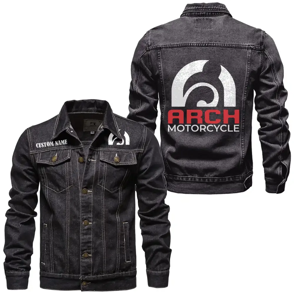 Arch Motorcycles Jeansjacke für Auto-Fans – Vintage-Stil mit Wunschname personalisierbar CAR1901132037 - Schwarz