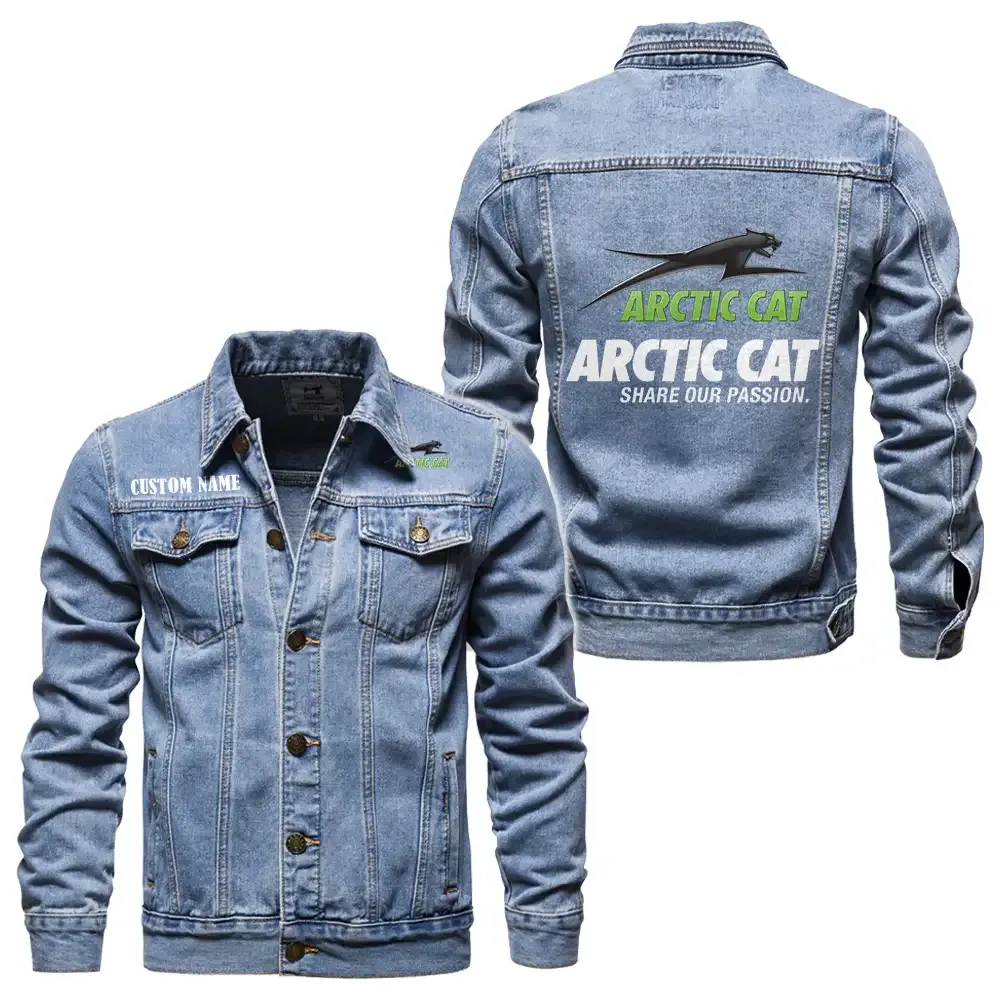 arctic cat jeansjacke fr auto fans vintage stil mit wunschname personalisierbar car1901132038 hellblau wcnpp