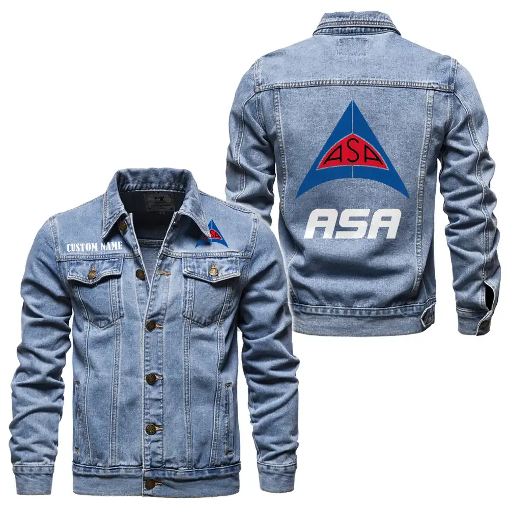 ASA Jeansjacke für Auto-Fans – Vintage-Stil mit Wunschname personalisierbar CAR1901132039 - Hellblau