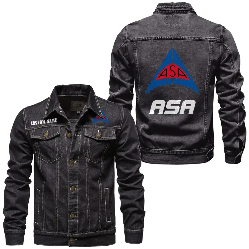 ASA Jeansjacke für Auto-Fans – Vintage-Stil mit Wunschname personalisierbar CAR1901132039 - Schwarz