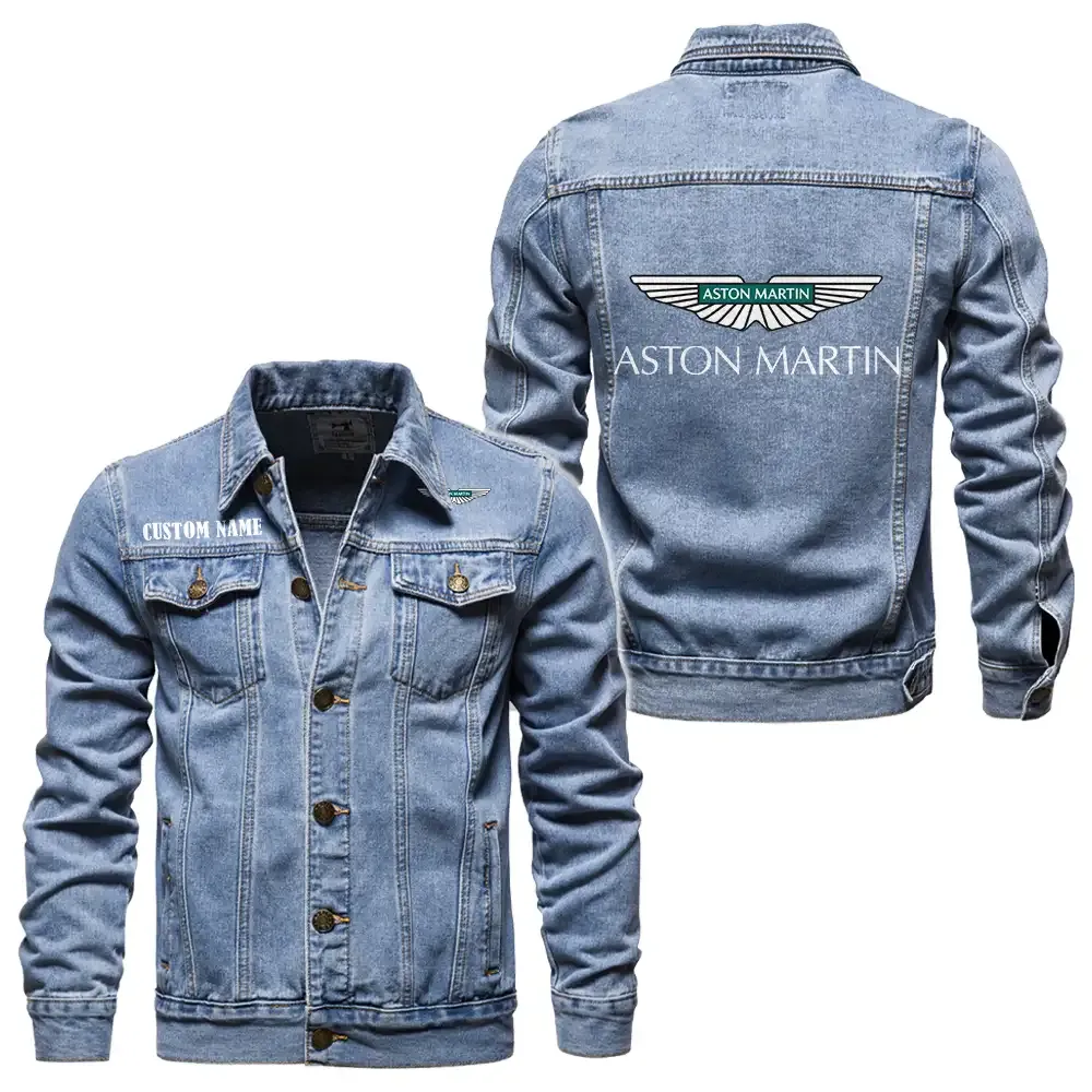 aston martin jeansjacke fr auto fans vintage stil mit wunschname personalisierbar car1901132040 hellblau