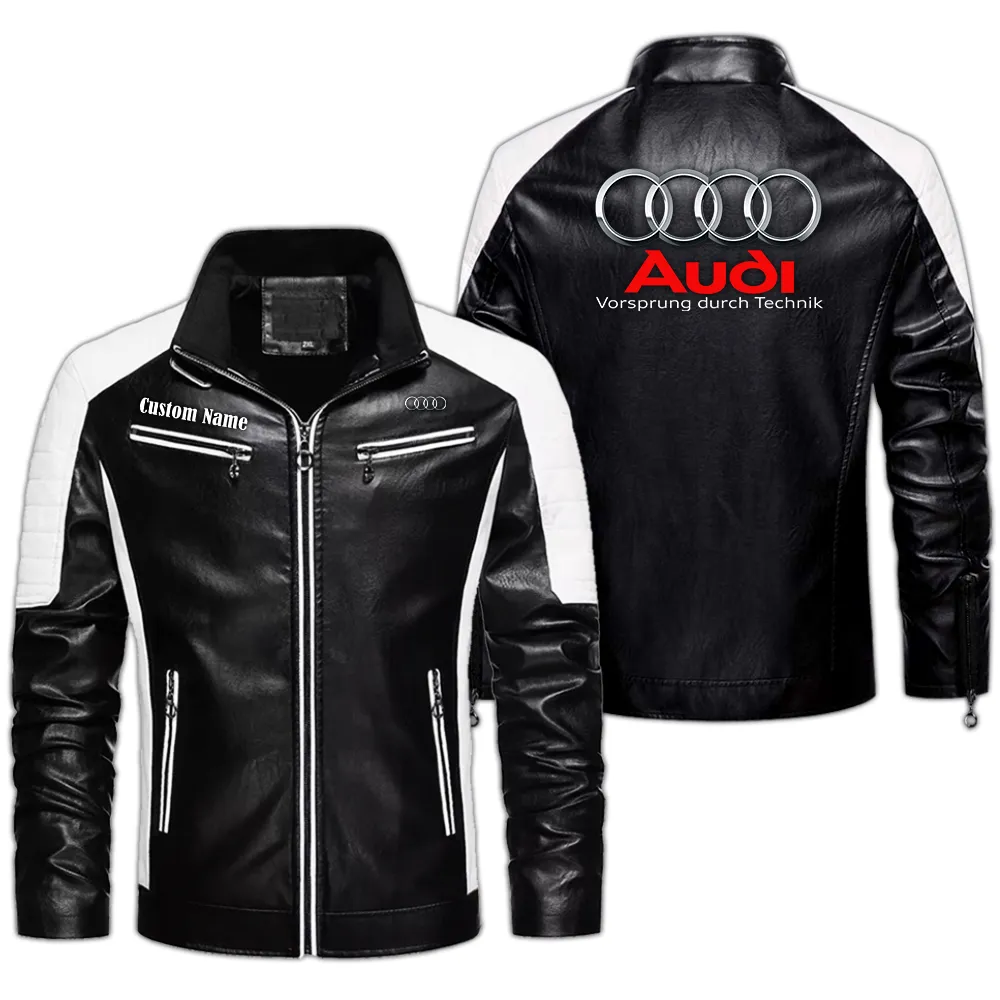 audi custom herren lederjacke fr autoliebhaber perfektes geschenk mit namen car0401022043 schwarz ad6yv