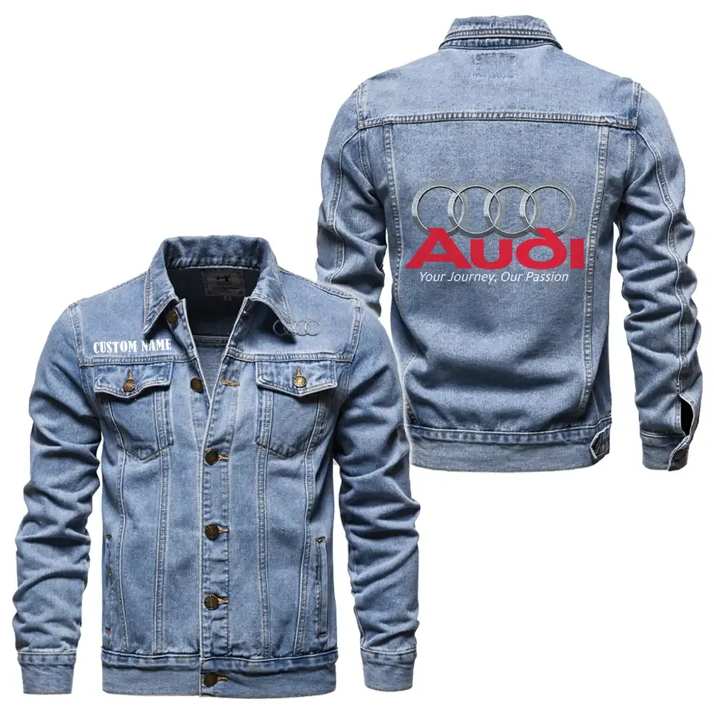 audi jeansjacke fr auto fans vintage stil mit wunschname personalisierbar car1901132043 hellblau evbbc