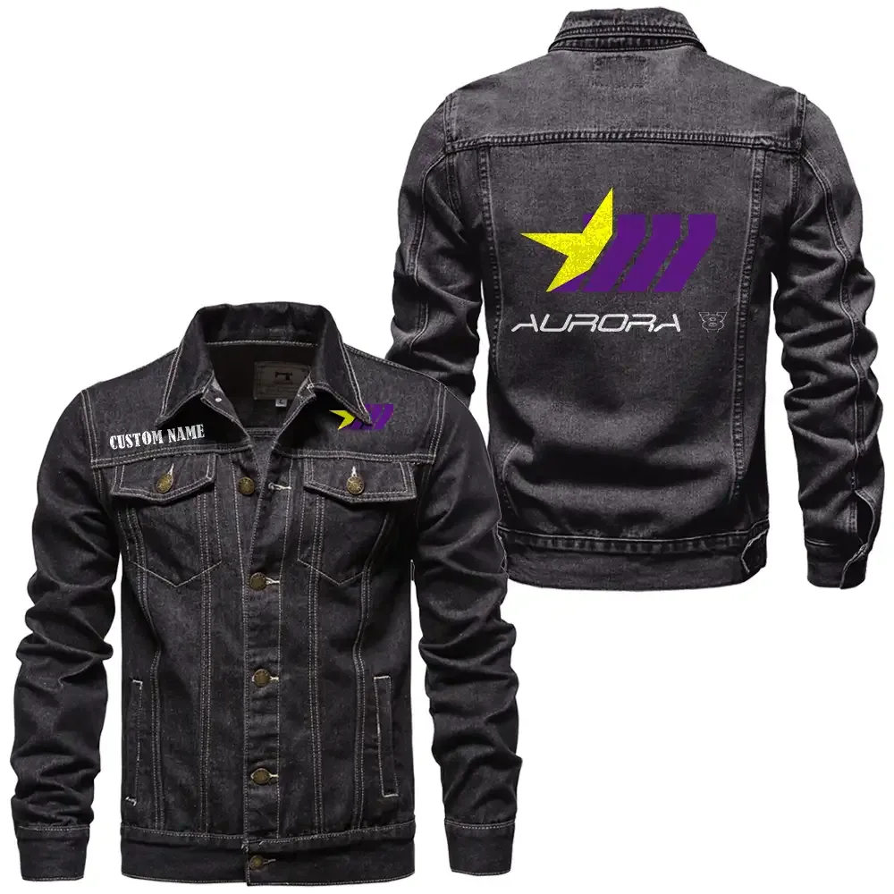Aurora Jeansjacke für Auto-Fans – Vintage-Stil mit Wunschname personalisierbar CAR1901132045 - Schwarz