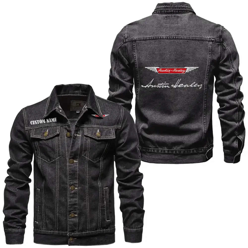 austin healey jeansjacke fr auto fans vintage stil mit wunschname personalisierbar car1901132046 schwarz ev83p
