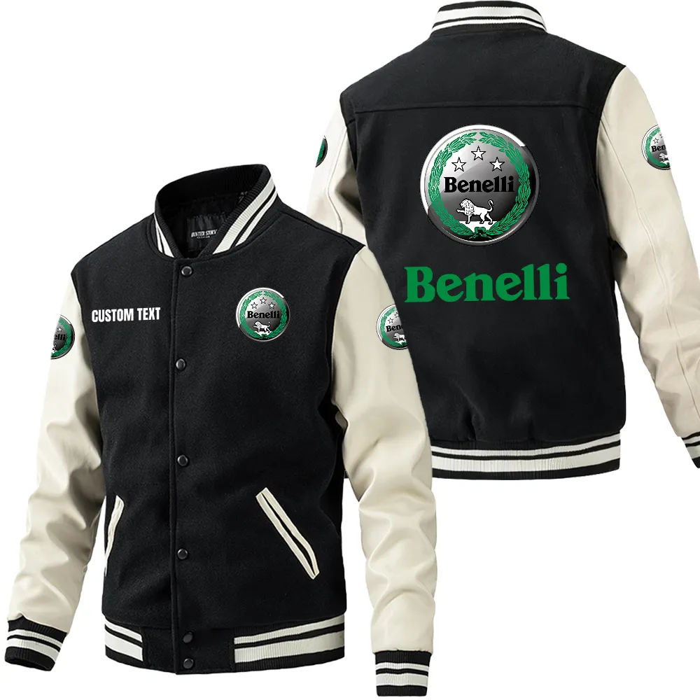 benelli leder baseballjacke fr auto fans rmel mit all over print personalisierbar mit wunschname car1801112036 schwarz wei 1nzen