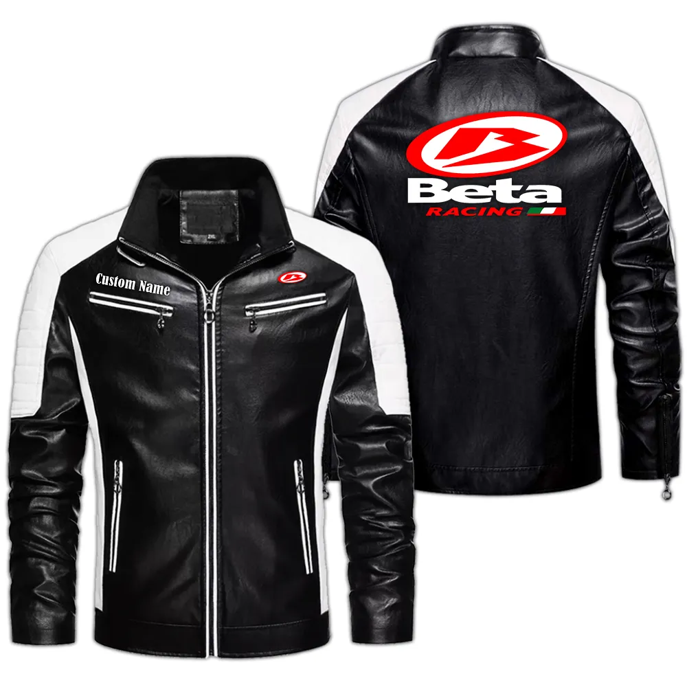 Beta Custom Herren Lederjacke für Autoliebhaber, Perfektes Geschenk mit Namen  CAR0401022048 - Schwarz