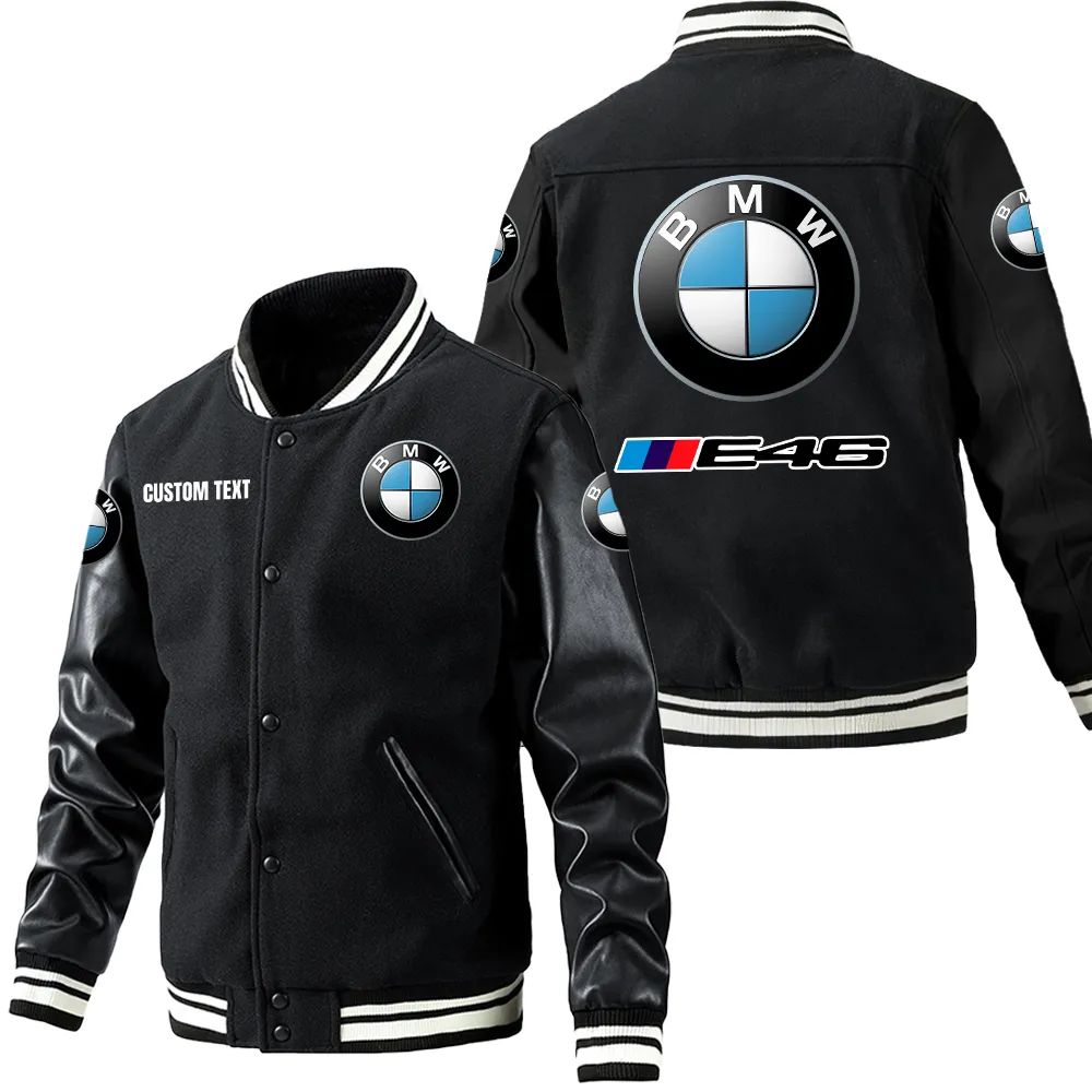 bmw e46 leder baseballjacke fr auto fans rmel mit all over print personalisierbar mit wunschname car1801112042 schwarz q1o1z