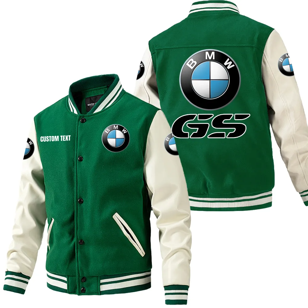 Bmw M Leder-Baseballjacke für Auto-Fans – Ärmel mit All-Over-Print, personalisierbar mit Wunschname CAR1801112046 - Grün