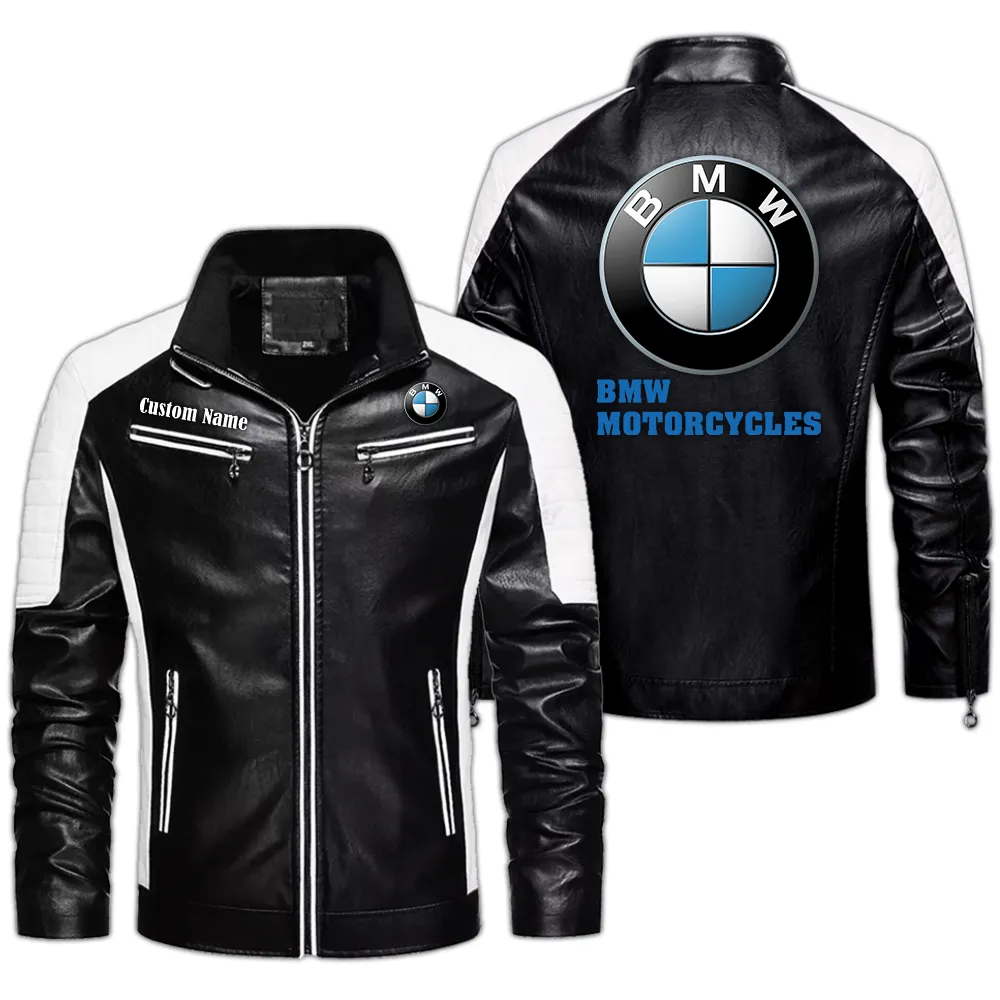 bmw motorcycles Custom Herren Lederjacke für Autoliebhaber, Perfektes Geschenk mit Namen  CAR0401022058 - Schwarz