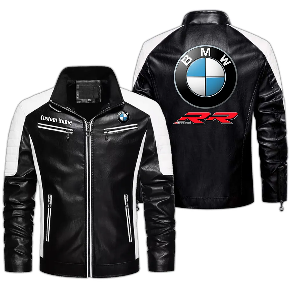 bmw s1000rr Custom Herren Lederjacke für Autoliebhaber, Perfektes Geschenk mit Namen CAR0401022066 - Schwarz