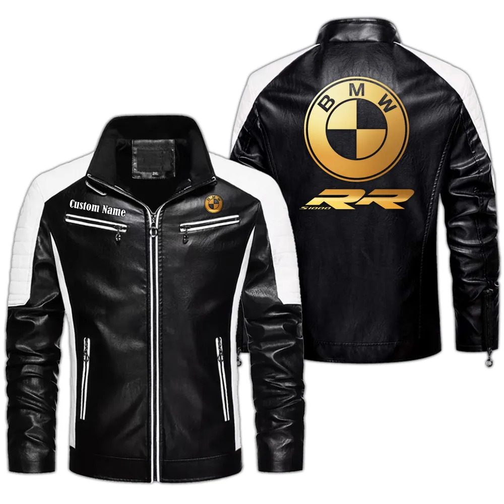 bmw s1000rr Custom Herren Lederjacke für Autoliebhaber, Perfektes Geschenk mit Namen  CAR0401022067 - Schwarz