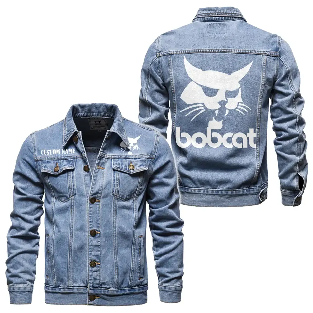bobcat company jeansjacke fr auto fans vintage stil mit wunschname personalisierbar car1901132056 hellblau