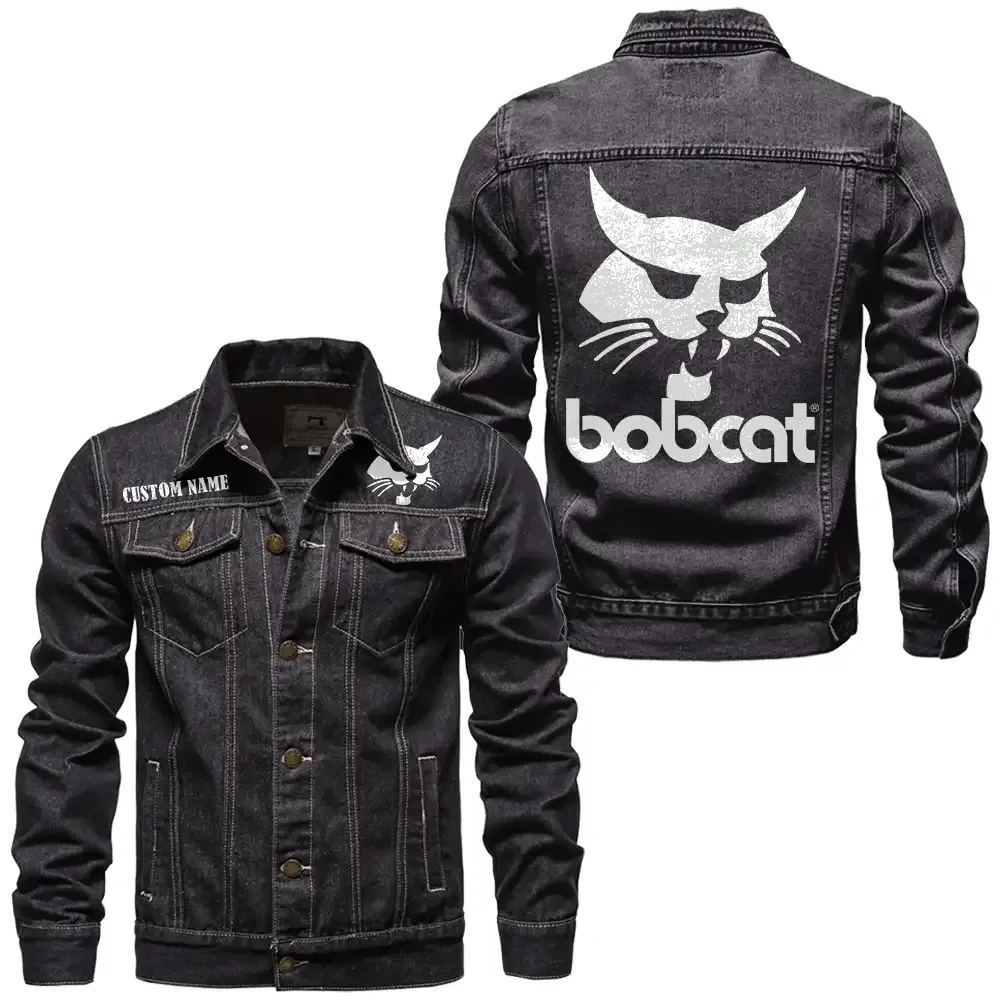 Bobcat Company Jeansjacke für Auto-Fans – Vintage-Stil mit Wunschname personalisierbar CAR1901132056 - Schwarz