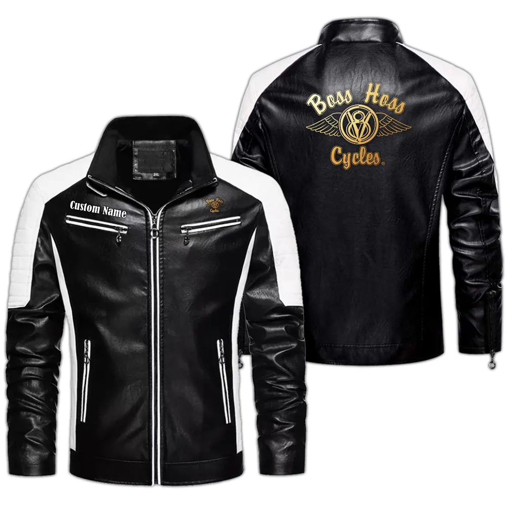 Boss Hoss Custom Herren Lederjacke für Autoliebhaber, Perfektes Geschenk mit Namen  CAR0401022069 - Schwarz