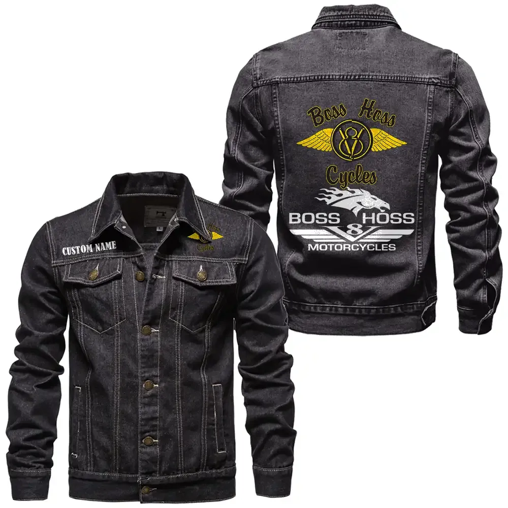 Boss Hoss Jeansjacke für Auto-Fans – Vintage-Stil mit Wunschname personalisierbar CAR1901132057 - Schwarz