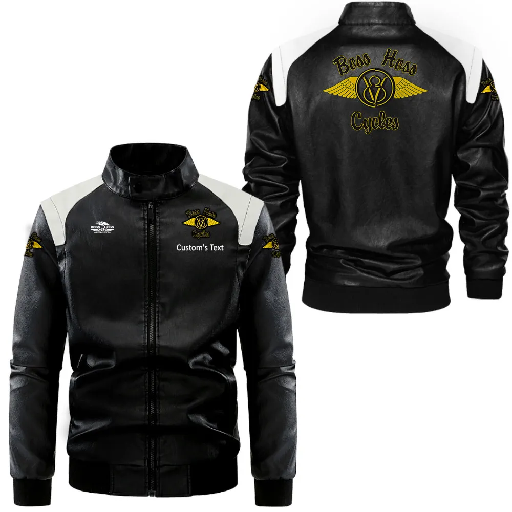 boss hoss lederjacke in schwarz wei fr auto fans allover print personalisierbar mit wunschname car0801062067 u87ki