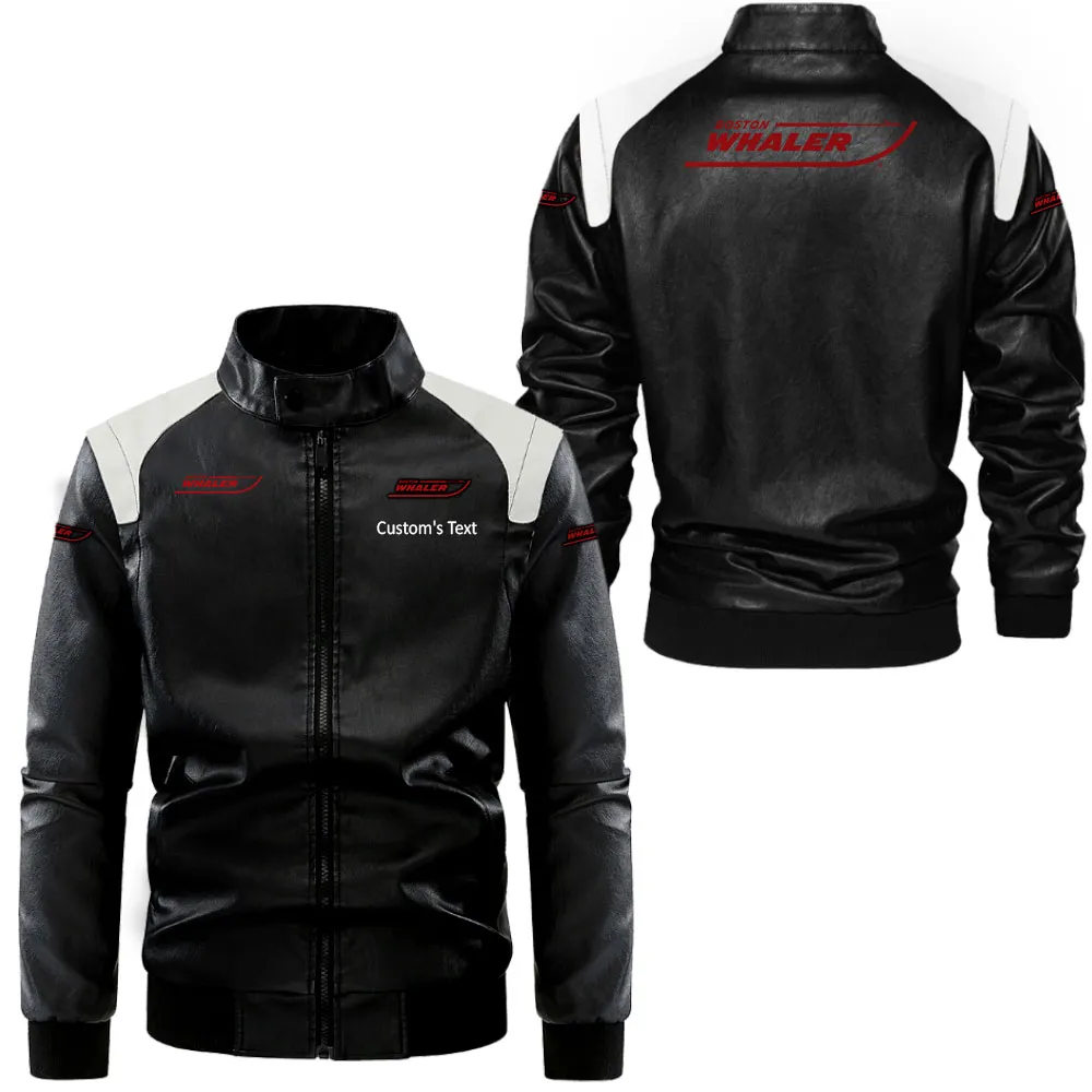 boston whaler lederjacke in schwarz wei fr auto fans allover print personalisierbar mit wunschname car0801062068 zqnff