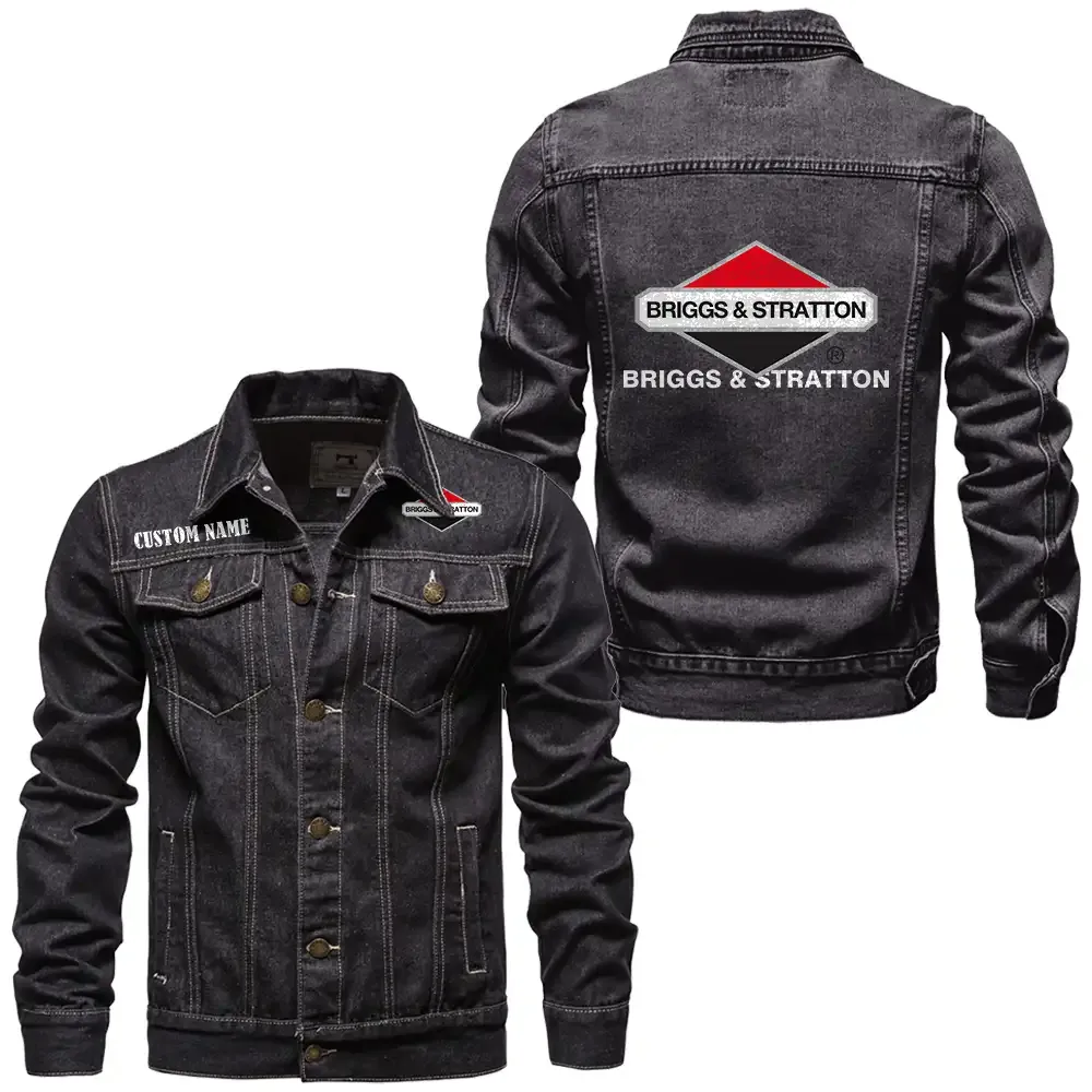 Briggs Stratton Jeansjacke für Auto-Fans – Vintage-Stil mit Wunschname personalisierbar CAR1901132059 - Schwarz